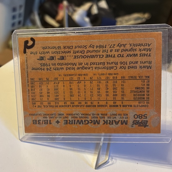 1988 TOPPS #580 Mark McGwire All Star Card Rookie card - Picture 2 of 2